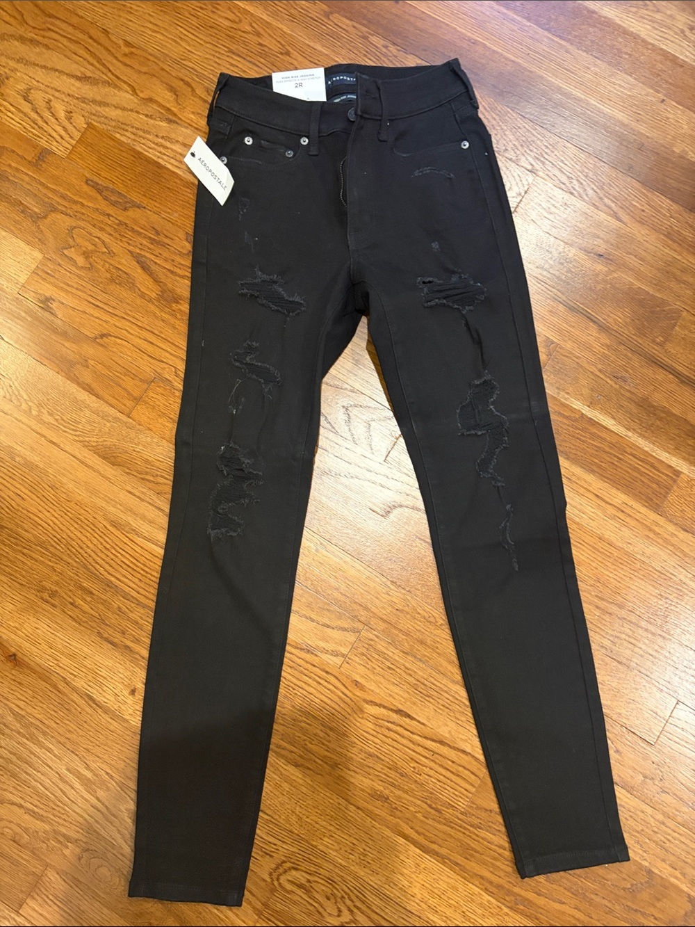 Aeropostale Men's Black Skinny Ripped Jeans